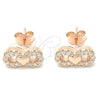 Sterling Silver Stud Earring, Infinite and Heart Design, with White Cubic Zirconia, Polished, Rose Gold Finish, 02.336.0029.1
