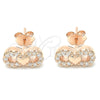 Sterling Silver Stud Earring, Infinite and Heart Design, with White Cubic Zirconia, Polished, Rose Gold Finish, 02.336.0029.1