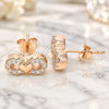 Sterling Silver Stud Earring, Infinite and Heart Design, with White Cubic Zirconia, Polished, Rose Gold Finish, 02.336.0029.1