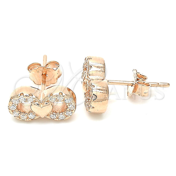 Sterling Silver Ring — Stud Earring Infinite and Heart Design with White — main product view — SKU 130504 | Plata 925 anillo — Stud Earring Infinite and corazón diseño with blanco — SKU 130504