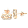 Sterling Silver Stud Earring, Infinite and Heart Design, with White Cubic Zirconia, Polished, Rose Gold Finish, 02.336.0029.1