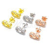 Sterling Silver Stud Earring, Infinite and Heart Design, with White Cubic Zirconia, Polished, Rose Gold Finish, 02.336.0029.1