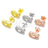 Sterling Silver Stud Earring, Infinite and Heart Design, with White Cubic Zirconia, Polished, Rose Gold Finish, 02.336.0029.1