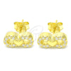 Sterling Silver Stud Earring, Infinite and Heart Design, with White Cubic Zirconia, Polished, Golden Finish, 02.336.0029.2