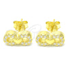 Sterling Silver Stud Earring, Infinite and Heart Design, with White Cubic Zirconia, Polished, Golden Finish, 02.336.0029.2