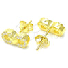 Sterling Silver Stud Earring, Infinite and Heart Design, with White Cubic Zirconia, Polished, Golden Finish, 02.336.0029.2