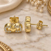 Sterling Silver Stud Earring, Infinite and Heart Design, with White Cubic Zirconia, Polished, Golden Finish, 02.336.0029.2