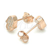 Sterling Silver Stud Earring, Hand of God Design, with White Micro Pave, Polished, Rose Gold Finish, 02.336.0159.1