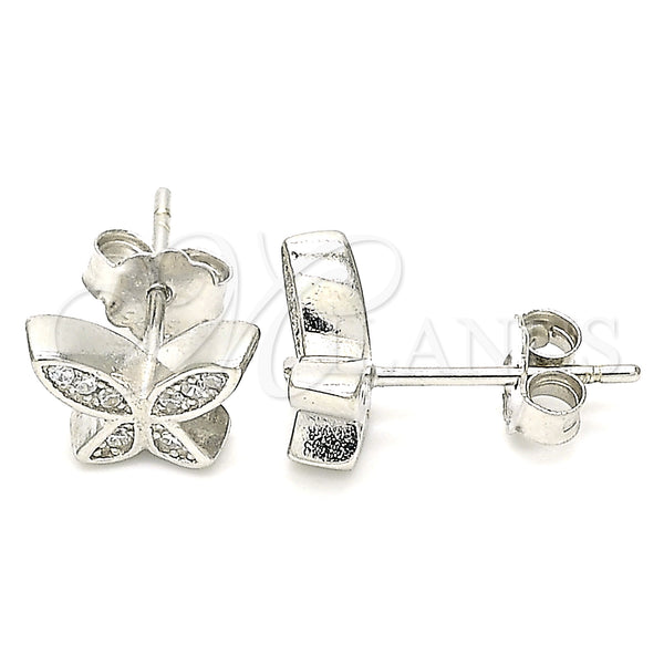 Sterling Silver Ring — Stud Earring Butterfly Design with White Micro Pave — main product view — SKU 130509 | Plata 925 anillo — Stud Earring Butterfly diseño with blanco Micro Pave — SKU 130509
