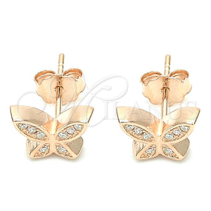 Sterling Silver Ring — Stud Earring Butterfly Design with White Micro Pave — main product view — SKU 130510 | Plata 925 anillo — Stud Earring Butterfly diseño with blanco Micro Pave — SKU 130510