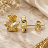 Sterling Silver Stud Earring, Butterfly Design, with White Micro Pave, Polished, Golden Finish, 02.336.0160.2