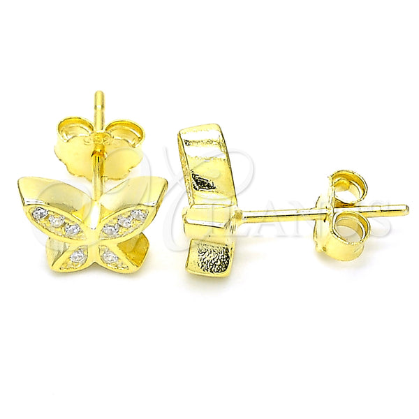 Sterling Silver Ring — Stud Earring Butterfly Design with White Micro Pave — main product view — SKU 130511 | Plata 925 anillo — Stud Earring Butterfly diseño with blanco Micro Pave — SKU 130511