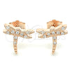 Sterling Silver Stud Earring, Dragon-Fly Design, with White Cubic Zirconia, Polished, Rose Gold Finish, 02.336.0162.1