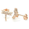 Sterling Silver Stud Earring, Dragon-Fly Design, with White Cubic Zirconia, Polished, Rose Gold Finish, 02.336.0162.1