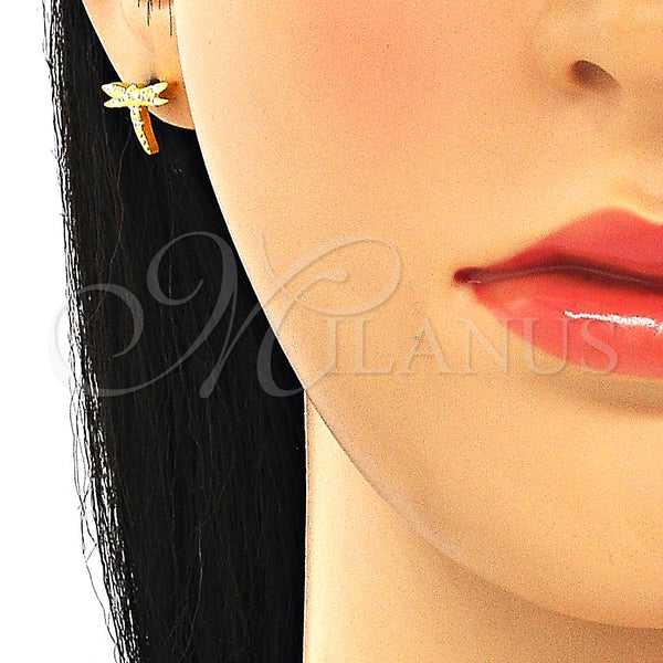 Sterling Silver Ring — Stud Earring Dragon-Fly Design with White Cubic Zirconia — alternate product view — SKU 130520 | Plata 925 anillo — Stud Earring Dragon-Fly diseño with blanco Cubic Zirconia — SKU 130520