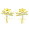 Sterling Silver Stud Earring, Dragon-Fly Design, with White Cubic Zirconia, Polished, Golden Finish, 02.336.0162.2