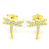 Sterling Silver Stud Earring, Dragon-Fly Design, with White Cubic Zirconia, Polished, Golden Finish, 02.336.0162.2