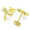 Sterling Silver Stud Earring, Dragon-Fly Design, with White Cubic Zirconia, Polished, Golden Finish, 02.336.0162.2