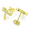 Sterling Silver Stud Earring, Dragon-Fly Design, with White Cubic Zirconia, Polished, Golden Finish, 02.336.0162.2