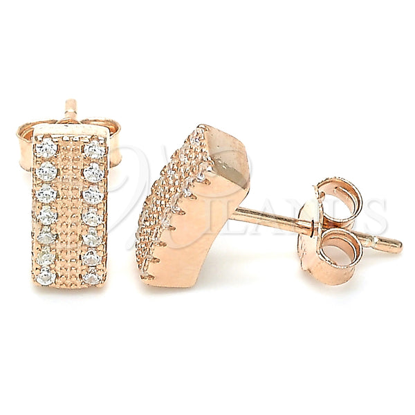 Sterling Silver Ring — Stud Earring with White Cubic Zirconia Polished Rose — main product view — SKU 130522 | Plata 925 anillo — Stud Earring with blanco Cubic Zirconia pulido Rose — SKU 130522