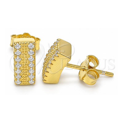 Sterling Silver Stud Earring, with White Cubic Zirconia, Polished, Golden Finish, 02.336.0163.2