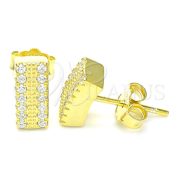 Sterling Silver Stud Earring, with White Cubic Zirconia, Polished, Golden Finish, 02.336.0163.2