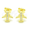Sterling Silver Stud Earring, with White Micro Pave, Polished, Golden Finish, 02.336.0015.2
