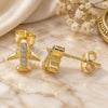 Sterling Silver Stud Earring, with White Micro Pave, Polished, Golden Finish, 02.336.0015.2
