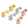 Sterling Silver Stud Earring, with White Micro Pave, Polished, Golden Finish, 02.336.0015.2