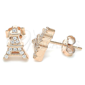 Sterling Silver Ring — Stud Earring Eiffel Tower Design with White Cubic — main product view — SKU 130527 | Plata 925 anillo — Stud Earring Eiffel Tower diseño with blanco Cubic — SKU 130527