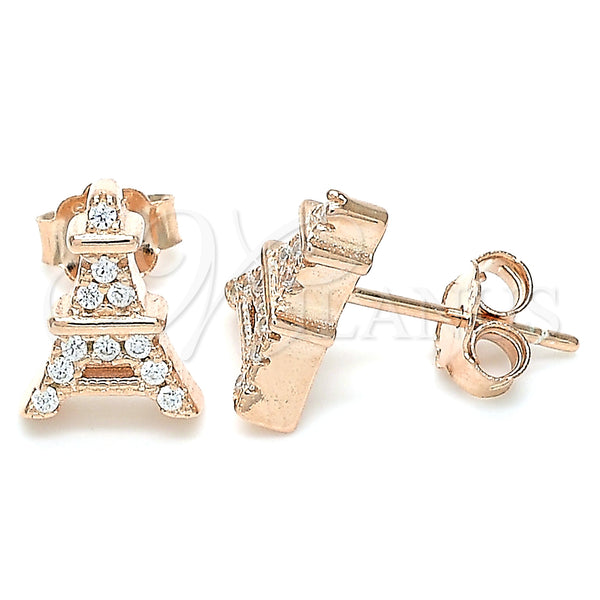 Sterling Silver Ring — Stud Earring Eiffel Tower Design with White Cubic — main product view — SKU 130527 | Plata 925 anillo — Stud Earring Eiffel Tower diseño with blanco Cubic — SKU 130527