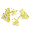 Sterling Silver Stud Earring, Eiffel Tower Design, with White Cubic Zirconia, Polished, Golden Finish, 02.336.0164.2
