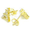 Sterling Silver Stud Earring, Eiffel Tower Design, with White Cubic Zirconia, Polished, Golden Finish, 02.336.0164.2