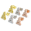 Sterling Silver Stud Earring, Eiffel Tower Design, with White Cubic Zirconia, Polished, Golden Finish, 02.336.0164.2
