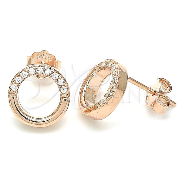 Sterling Silver Stud Earring, with White Micro Pave, Polished, Rose Gold Finish, 02.336.0165.1