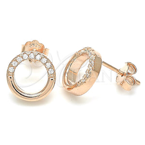 Sterling Silver Ring — Stud Earring with White Micro Pave Polished Rose — main product view — SKU 130530 | Plata 925 anillo — Stud Earring with blanco Micro Pave pulido Rose — SKU 130530