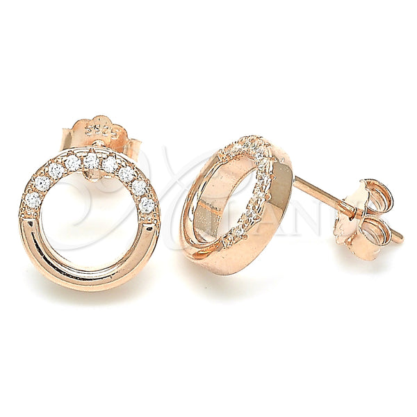Sterling Silver Ring — Stud Earring with White Micro Pave Polished Rose — main product view — SKU 130530 | Plata 925 anillo — Stud Earring with blanco Micro Pave pulido Rose — SKU 130530