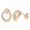 Sterling Silver Stud Earring, with White Micro Pave, Polished, Rose Gold Finish, 02.336.0165.1