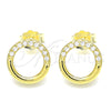 Sterling Silver Stud Earring, with White Micro Pave, Polished, Golden Finish, 02.336.0165.2