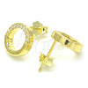 Sterling Silver Stud Earring, with White Micro Pave, Polished, Golden Finish, 02.336.0165.2