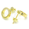 Sterling Silver Stud Earring, with White Micro Pave, Polished, Golden Finish, 02.336.0165.2