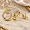 Sterling Silver Stud Earring, with White Micro Pave, Polished, Golden Finish, 02.336.0165.2