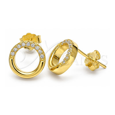 Sterling Silver Stud Earring, with White Micro Pave, Polished, Golden Finish, 02.336.0165.2
