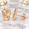 Sterling Silver Stud Earring, Butterfly Design, with White Micro Pave, Polished, Rose Gold Finish, 02.336.0067.1