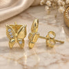 Sterling Silver Stud Earring, Butterfly Design, with White Micro Pave, Polished, Golden Finish, 02.336.0067.2