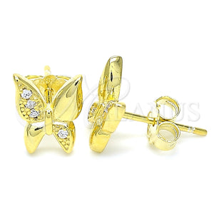 Sterling Silver Ring — Stud Earring Butterfly Design with White Micro Pave — main product view — SKU 130543 | Plata 925 anillo — Stud Earring Butterfly diseño with blanco Micro Pave — SKU 130543