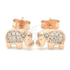 Sterling Silver Stud Earring, Elephant Design, with White Micro Pave, Polished, Rose Gold Finish, 02.336.0167.1