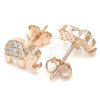 Sterling Silver Stud Earring, Elephant Design, with White Micro Pave, Polished, Rose Gold Finish, 02.336.0167.1