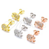 Sterling Silver Stud Earring, Elephant Design, with White Micro Pave, Polished, Rose Gold Finish, 02.336.0167.1