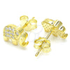 Sterling Silver Stud Earring, Elephant Design, with White Micro Pave, Polished, Golden Finish, 02.336.0167.2